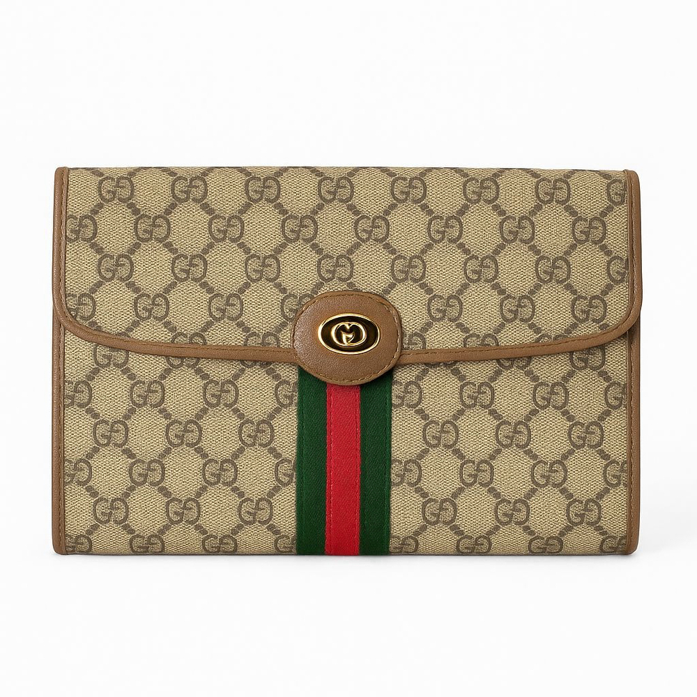 Women's Gucci Ophidia GG Supreme One Size Beige Brown Clutch